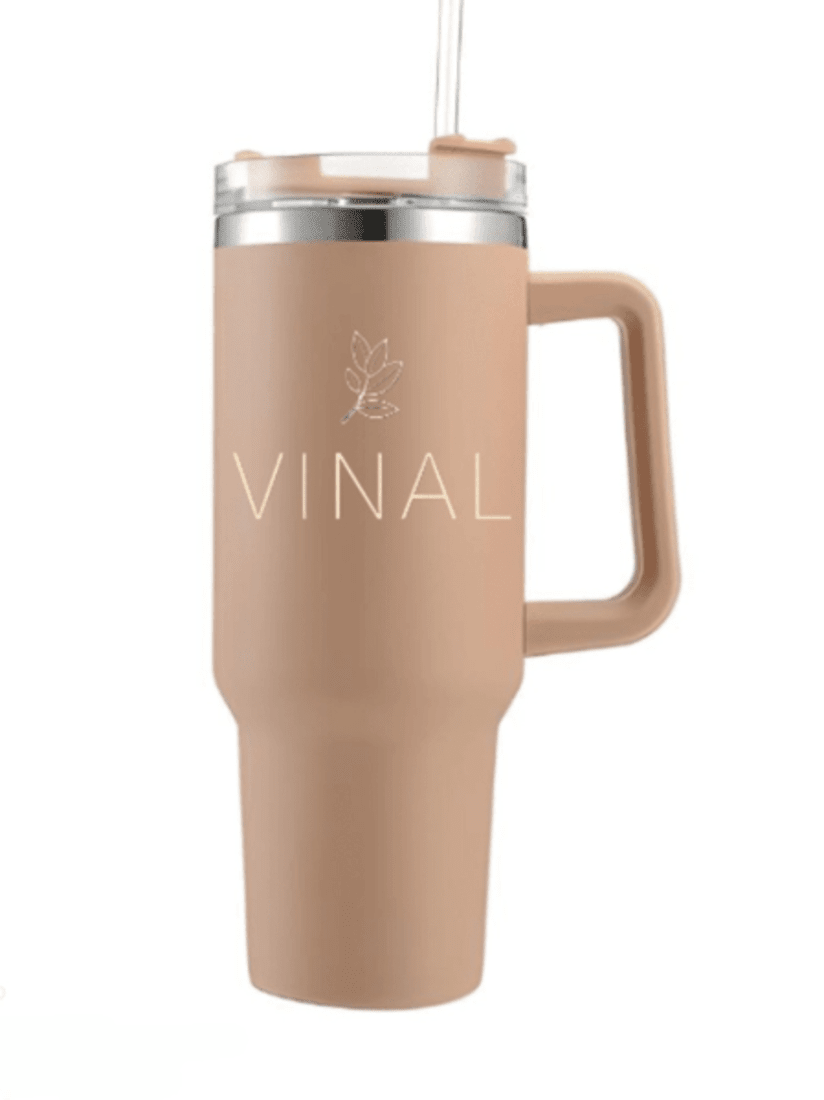 40 oz Vinal Tumbler with Handle and Straw - Stainless Steel Double Wall Water Bottle