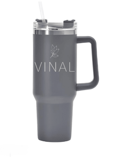 40 oz Vinal Tumbler with Handle and Straw - Stainless Steel Double Wall Water Bottle