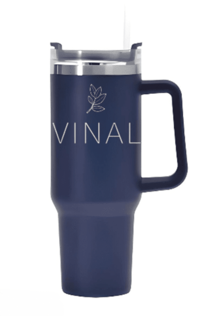 40 oz Vinal Tumbler with Handle and Straw - Stainless Steel Double Wall Water Bottle