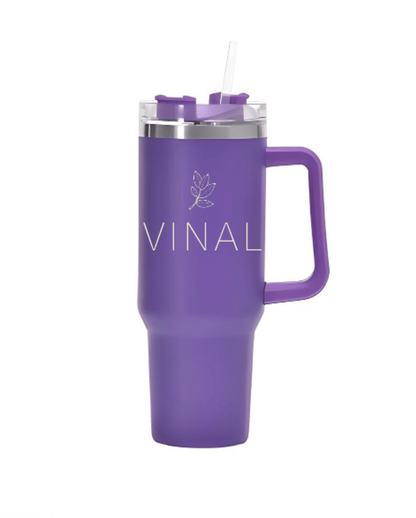 40 oz Vinal Tumbler with Handle and Straw - Stainless Steel Double Wall Water Bottle