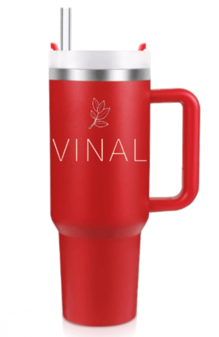 40 oz Vinal Tumbler with Handle and Straw - Stainless Steel Double Wall Water Bottle