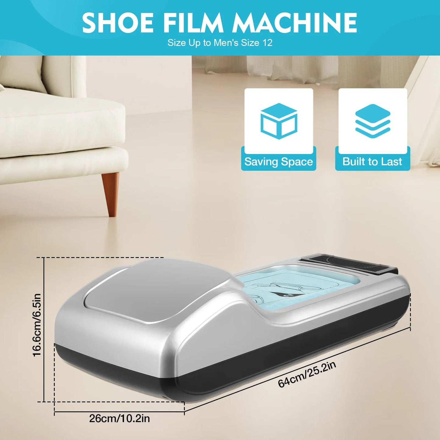 Portable Automatic Shoe Cover Machine Space Gray Intelligent Shoe Film Machine W/3 Rolls Shoe Film