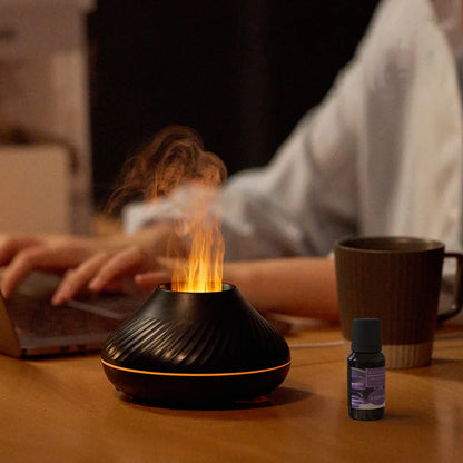 Volcanic Flame Aroma Diffuser Essential Oil Lamp Air Humidifier Cool Mist Maker With LED