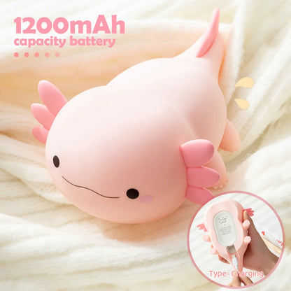 Cute Axolotl Night Light Rechargeable Bedside Lamp