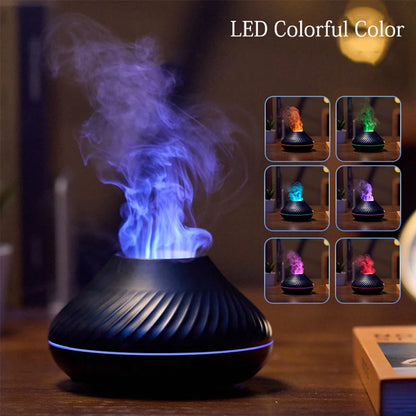 Volcanic Flame Aroma Diffuser Essential Oil Lamp Air Humidifier Cool Mist Maker With LED