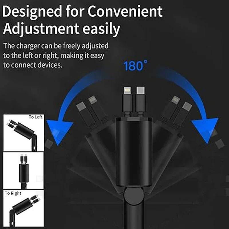 4 in 1 Car Charging Station With Retractable Cables and Quick Charging